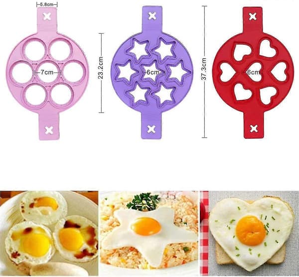 3 stk. Hjerte Rund Stjerne Pannekakeform Omelett Fixator, Rask DIY Nonstick