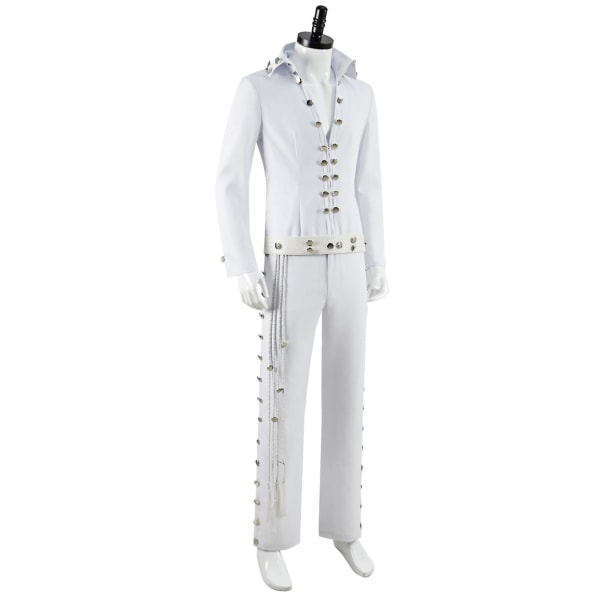 Cosdaddy Film Presley Cosplay Kostym Vuxen Herr Vit skjorta Byxor Kostymer Halloween Carnival Kostym L
