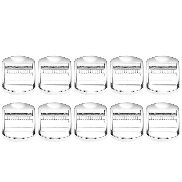 10 st Glidspännen Zinklegering Väskrem Justeringsspännen för Ryggsäck Axelväska Resväska (Silver, 24mm)