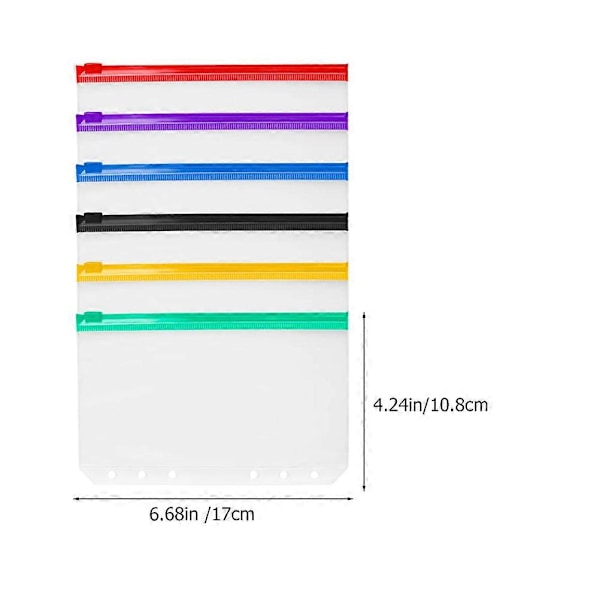 12 stk. Multipurpose Binder Lommer Løse Bladposer til 6-Rings Notesblok Studenter Papirvarer