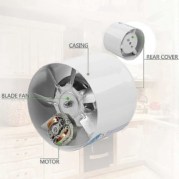 4 Tommers Inline Kanalvifte Ilator Metallrør Ilat Eksosvifte Mini Ctor Vifte Med A