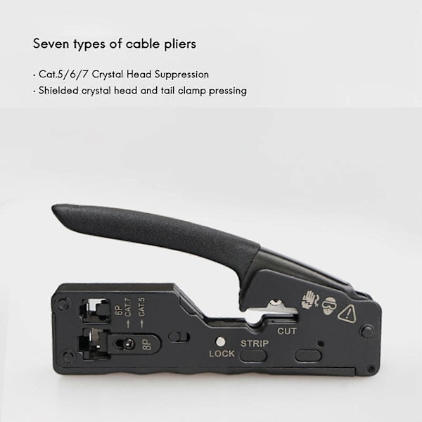 Nettverkskabelkrimper Rj45 Krimpeverktøy Kutter Stripper For Rj45 Cat7 Cat6 Cat5 Rj11 Rj12 Kontakt Cr