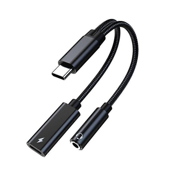 Type C til 3,5 mm hodetelefon- og laderadapter 2 i 1 USB C til 3,5 mm lydadapter