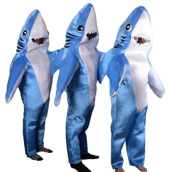 Blue Shark Costume Funny Marine Animal Cosplay Jumpsuits Halloween kostymer för barn och vuxna Size for Adult 12-14 Years old kids
