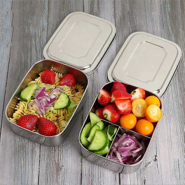 1/2/3 Fack Rostfritt Stål Portabel Matbehållare Student Bento Lunchlåda