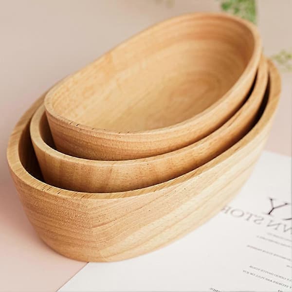 Ny Eik Båt Trebrett Solid Oval Skål Frukt Dessert Disk Plate Te Matrett Drikke Serveringsbrett Mat P