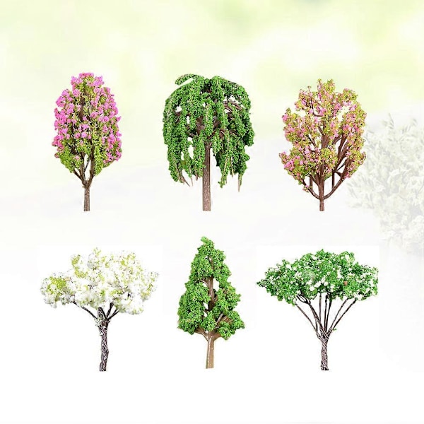 1 Förpackning med 6st Simulerings Träd Växt Ornament Miniatyr Mini Prydnad Krukor Suckulent Dekor DIY Landskaps Ornament (Blandat Mönster)