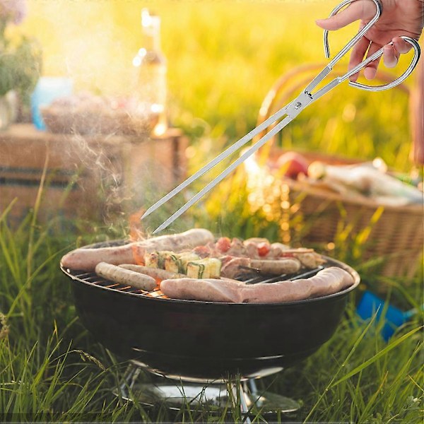 Kulklips i rustfrit stål til udendørs grill, lang kul-tang til brænde