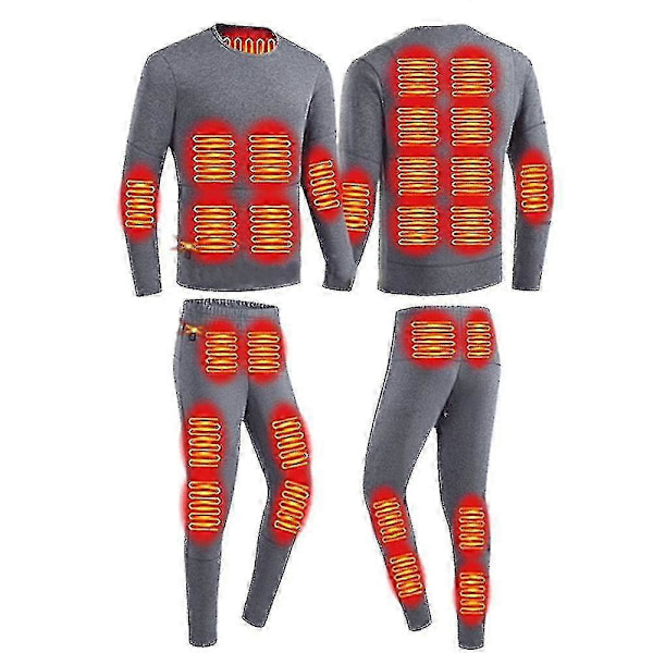 Talvinen lämmitetty lämpötakki 28 aluetta, retkeilypaidat, hiihtoasut, lämmitysvaatteet, lämmitetyt alusvaatteet Men Grey set L