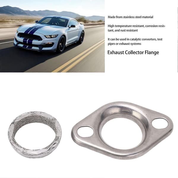 2 tommer 2-bolts eksosmanifold samlerflens med pakning oval eksosrør flensbeslag i rustfritt stål