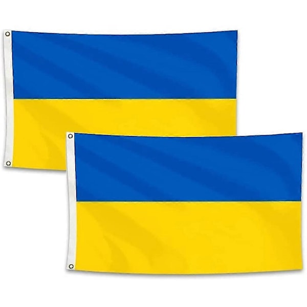 Ukraina Nasjonal Polyester Flagg Utendørs Innendørs Dekor Flagg Dobbeltsydd Polyester Med Messingmaljer