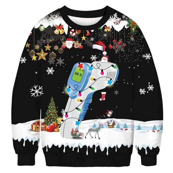 Luvtröja med print för kvinnor Höst Vinter O-hals Lös Damtröja Harajuku Casual Långärmad Kvinnlig Daglig Pullover style 15 XL