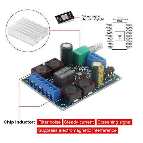 Tpa3116d2 Stereo DC 5V 24V 2x50W Høyeffekts Digital Lydforsterker For Hjemmelyd Bilstereo DIY