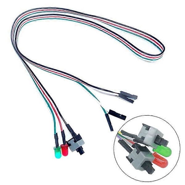 50cm On/Off/Reset 2 Switch LED Lys ATX PC Computer Bundkort Strømkabel