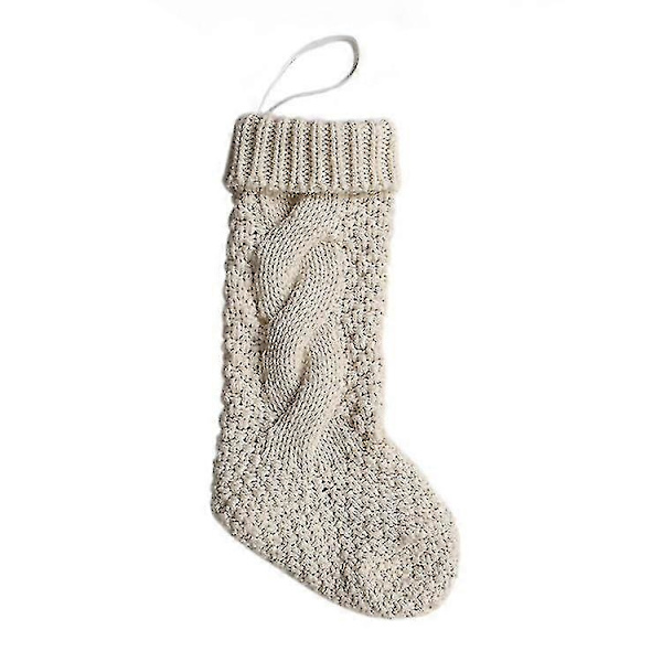 Unik Elfenbensvit Stickad Julstrumpa 37cm\" 2-pack
