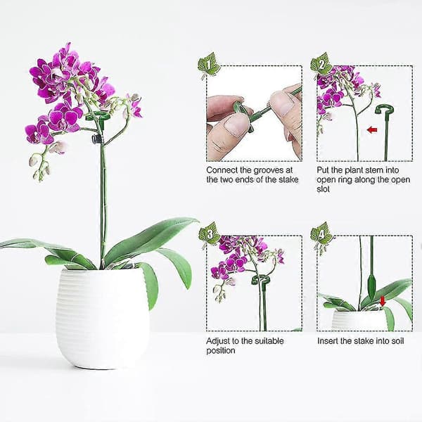 60 st Växtstöd Set - 20-pack Blomstöd Pinnar (3 Storlekar), 20 Växtstöd Clips Och