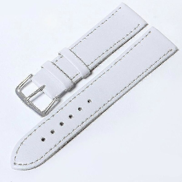 Jul Läder Klockarmband 12mm 14mm 16mm 18mm 20mm 22mm 24mm Dam Herr Klockarmband Klockbälten 10 Färger White 10mm
