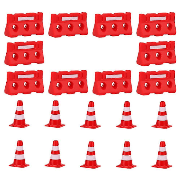 20 st Mini Trafikkoner Staket Trafikvägmärken Leksaksset Trafikkoner Leksaker Kognitiv Leksak