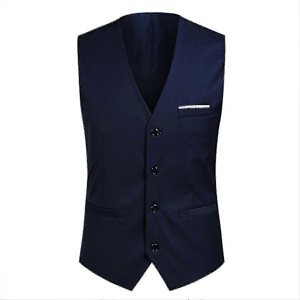 Herre Jakkesæt Business Casual 3-delt Jakkesæt Blazer Bukser Vest 9 Farver Navy M