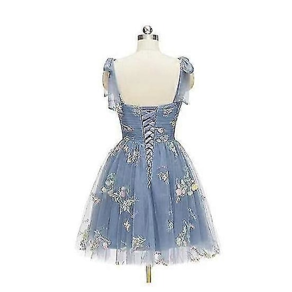 Kjoler til Kvinder Hjemkomst Kjoler Pufærme Blomsterbroderi Tyl Formelle Kjoler Blue 1 3XL