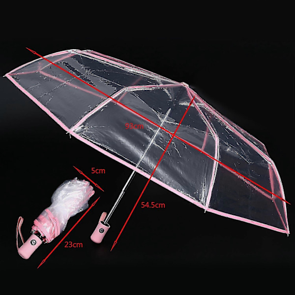 2 stk. Transparent Automatisk Paraply Regn Kvinder Mænd Sol Regn Auto Paraply Kompakt Foldbar Vindtæt