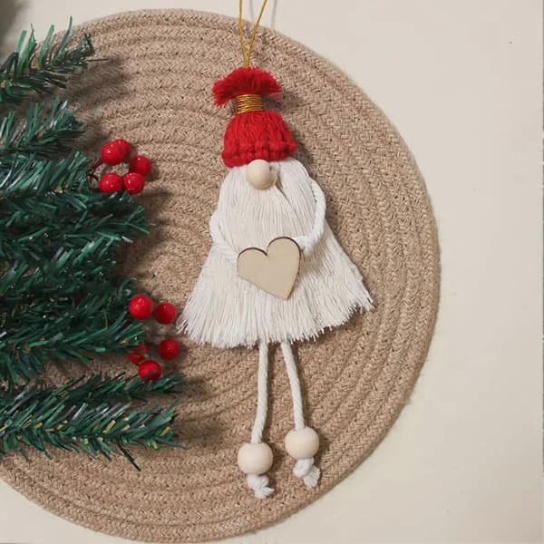 DIY Juletræs Makrame Sæt Bomuldsreb Flettesæt Håndstrikket Boho Julekvast Dekorationssæt til Begyndere E