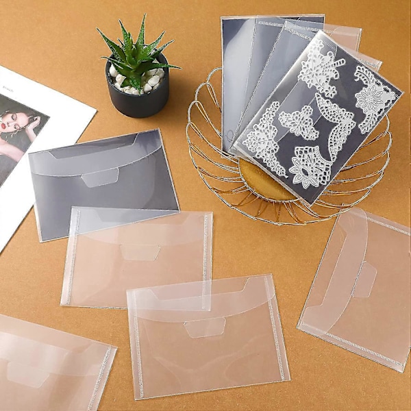 20 stk Klart Stempel- og Diesoppbevaringspose Gjenlukkbar Oppbevaringslomme Konvoluttveske For DIY Scrapbooking