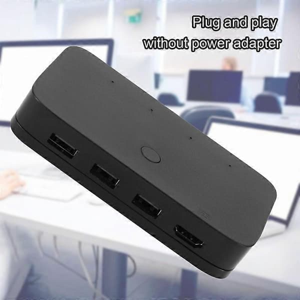 KVM Switch 4 Port 4K 30Hz Sort Praktisk Stabil USB HDMI-kompatibel KVM-omskifter til Computer