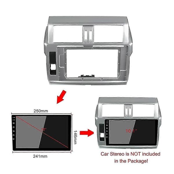 2din 10.1tommers Bil DVD Ramme Audio Dash Trim Kits Facia Panel For Prado 2014-2017