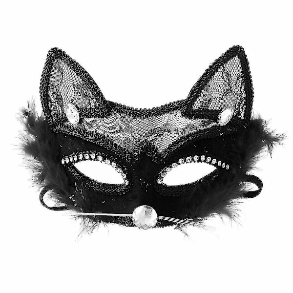 Sexig Svart Kattögonmask i Spets för Maskerad Jul