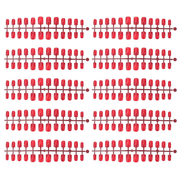 120 st Röda Falska Nagelspetsar Full Täckning Ren Färg Korta Lösnaglar Nagelkonst för DIY