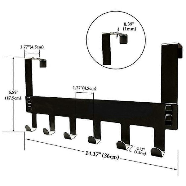Dörrkrokar Över Dörren - 2-pack Över Dörrkrokar, 6 Krokar Robust Metall Över Dörrkrokar För