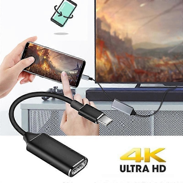 Typ C till 4K HDMI-kompatibel Kabel Portabel Stabil Överföring Universell Adapter Konverteringssladd för Telefon