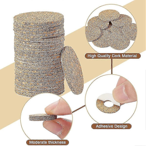 100 stk. Guitar Plektrum Skridsikker Greb og 18 mm Klæbet på Guitar Plektrum Greb Brun Guitar Plektrum Kork Greb
