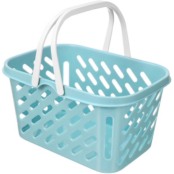 Liten handlekurv for barn, handlekurv i plast med håndtak, lekeoppbevaringsbeholder, festgave