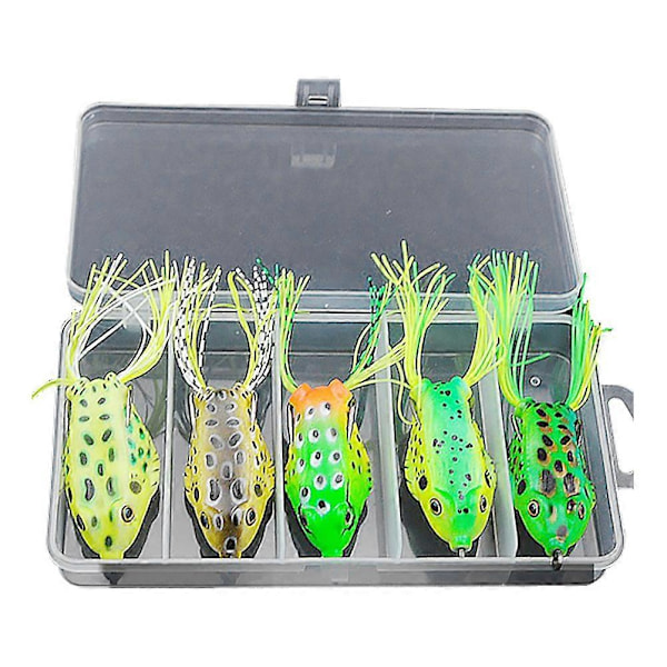5 stk. Livaktige Fiske Lokkemidler i Plast med Utstyrsboks Sett Crank Baits Fiskeutstyr Kroker (5 forskjellige farger)