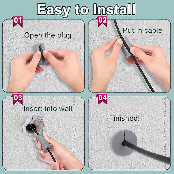Vegggjennomføring for Starlink Dishy Ethernet-kabel, Starlink Kabelgjennomføringssett for 1\" Vegghull, Gummi Starlink Tilbehør grey 2pcs