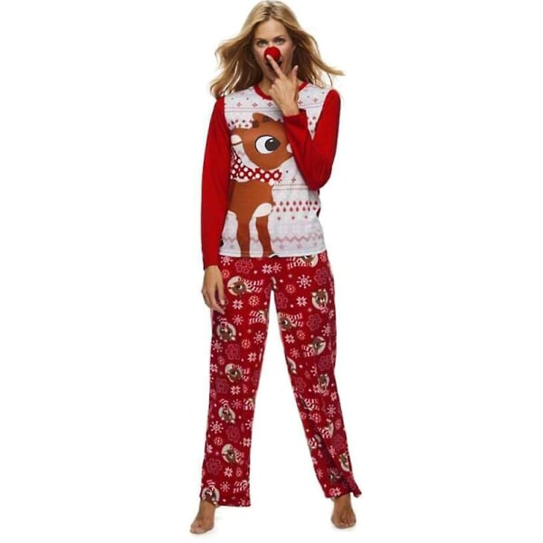Jul Familj Matchande Pyjamas Set Älgtryck Julpyjamas Hemmakläder Women 2XL