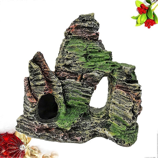 1 stk Akvarium Dekorasjon Kunstig Høyde Fisketank Landskapsornament Harpiks Kunstig Fjell (Tilfeldig Stil)