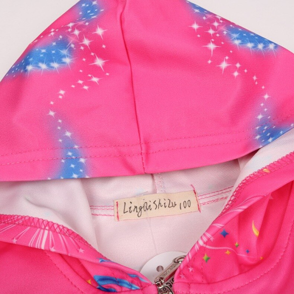 Små jakker jenteklær barneklær min moana barnejakker for jenter enhjørning hest vinter glidelås cardigan jakke med hette Pink 7