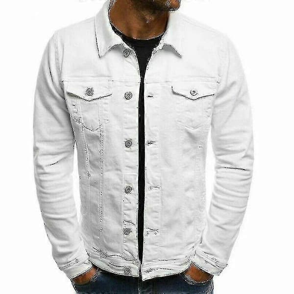 Herr Jeansjacka Kort Slim Fit White 2XL