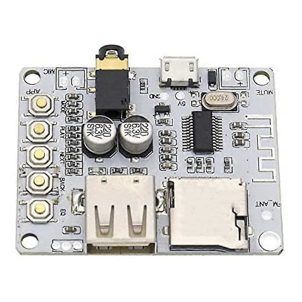 2 stk Bluetooth Audio Mottakerkort Med Usb Tf Kortspor Dekoding Forforsterker Utgang A7-004 5v Wi