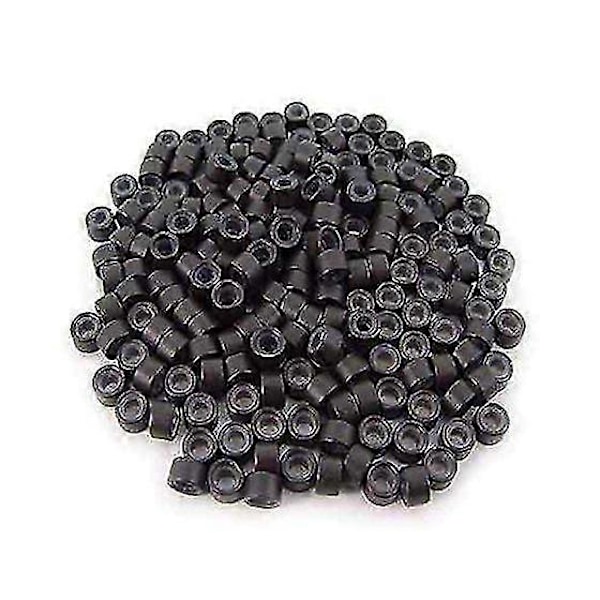 200 stk. 5mm Mørkebrun Farge Silikonforede Ringer Lenker Perler For I Bond Stick Tip Fjær Hår Ext