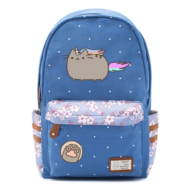 Fet katt mochila söt canvasväska kawaii ryggsäck ungdom axelväska style 1