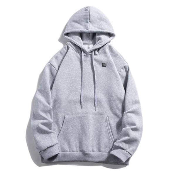 Uppvärmd Hoodie Tröja Varm Herr och Dam USB Uppvärmda Kläder Batteri Ingår Gray M