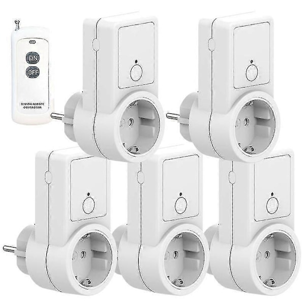1-5x Trådlös Smart Fjärrkontroll Strömbrytare Uttag Eluttag EU-kontakt Remote power socket 5PCS