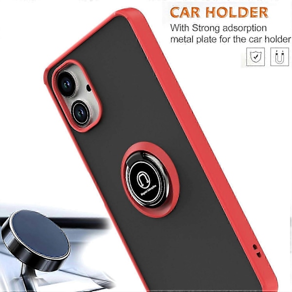 Til Samsung Galaxy A06 Cover Ring Holder Støtteben TPU+Akryl Telefon Cover - Sort Red Galaxy A06