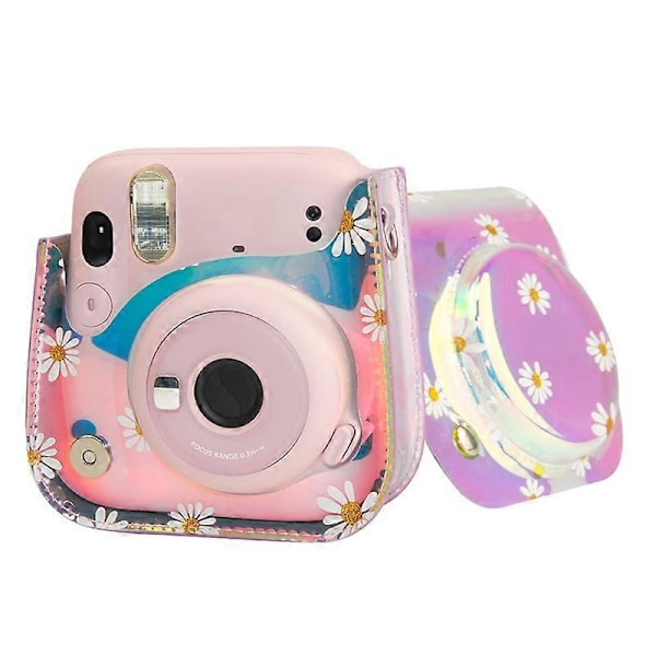 Läpikuultava kukkaprintillä varustettu suojakotelo Fuji Film Instax Mini 11 -kameralle