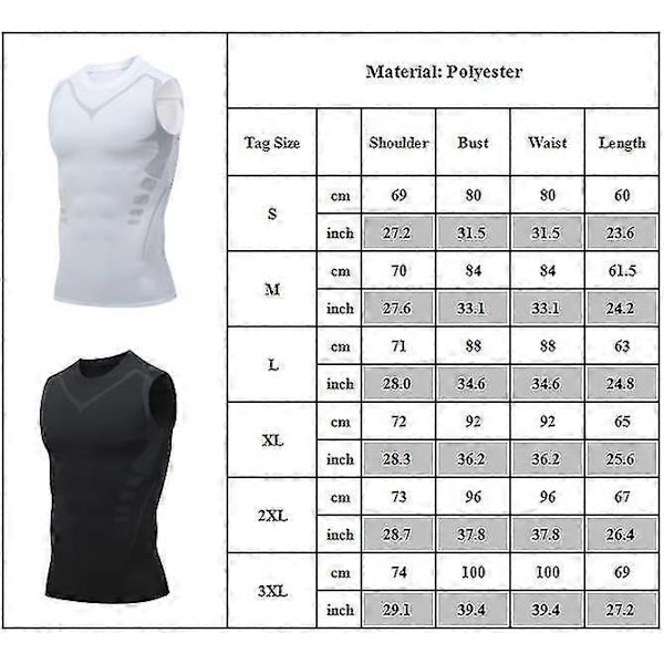 Ionic Formende Vest til Mænd, Komfortable og Åndbare Sportstoppe til at Opbygge en Perfekt Krop Black 2 2XL