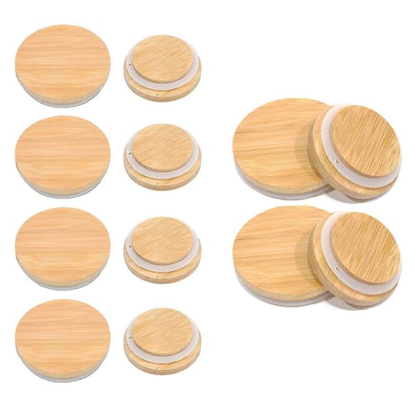 Bambu Mason Jar Lock - 6 Vanliga & 6 Vida Bambulock För Mason Burkar Förvaring Konservering J